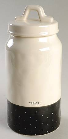 Polka Dot Band and Type Print Large Canister & Lid