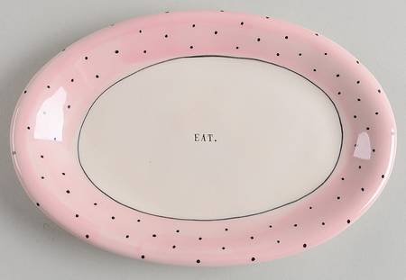 Polka Dot Band and Type Print 8" Oval Plate