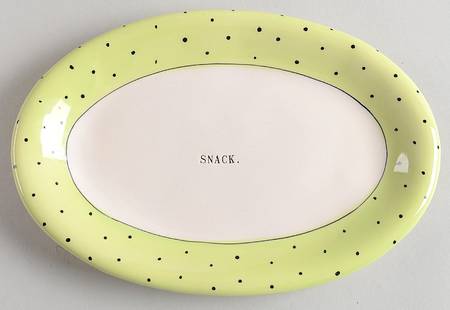 Polka Dot Band and Type Print 8" Oval Plate