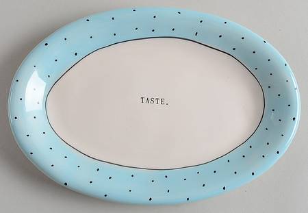 Polka Dot Band and Type Print 8" Oval Plate
