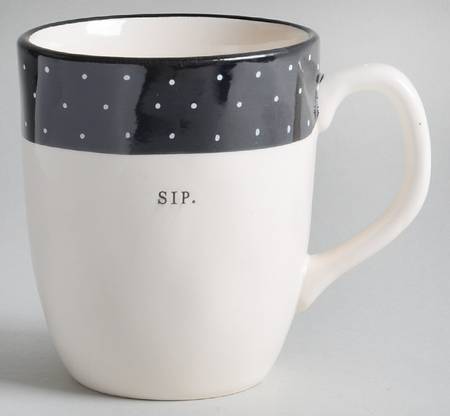 Polka Dot Band and Type Print Mug
