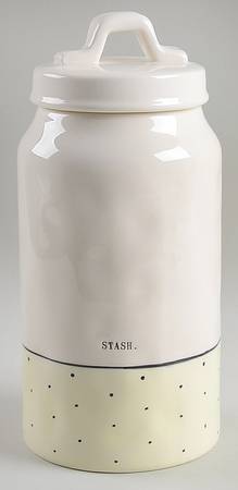 Polka Dot Band and Type Print Large Canister & Lid