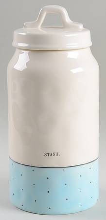 Polka Dot Band and Type Print Large Canister & Lid