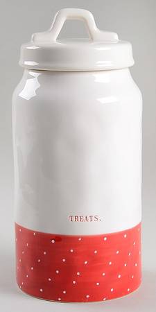 Polka Dot Band and Type Print Large Canister & Lid