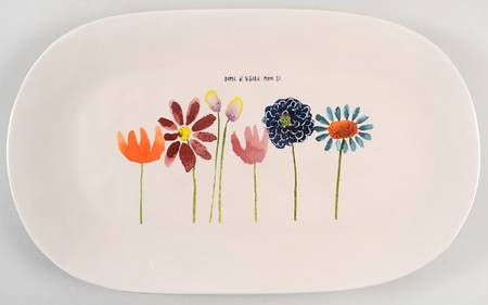 Bloom Flowers 14" Oval Serving Platter