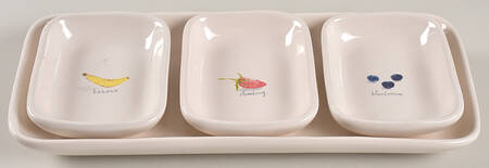Blueberries and Strawberry (Set of 3 Motif) Rectangular Dish & 13" Tray