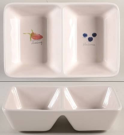 Blueberries and Strawberry (2 Part) Rectangular Divided Dish