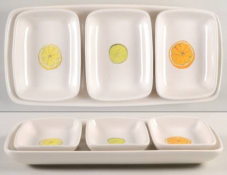 Citrus Fruit (Set of 3 Motif) Rectangular Dish & 13" Tray