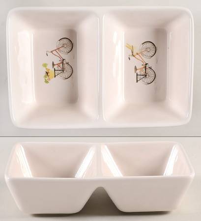 Bicycle and Basket (2 Part) Rectangular Divided Dish