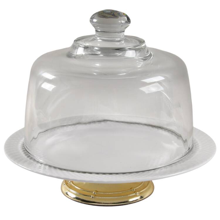 Huntington 6 1/2"-7 1/2" Footed Cheese Plate w/ Glass Dome HC