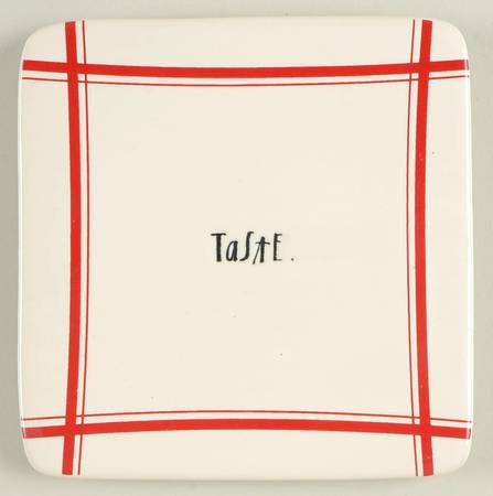 Red Line and Stem Print Cheese Tray