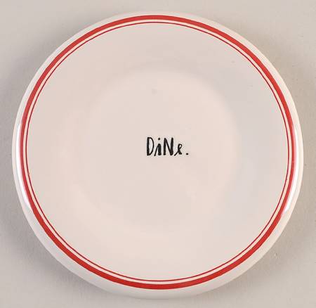 Red Line and Stem Print Appetizer Plate