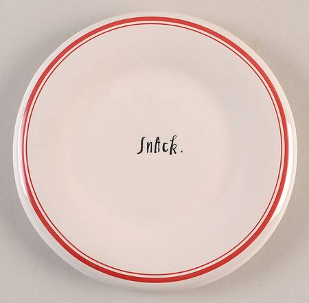 Red Line and Stem Print Appetizer Plate