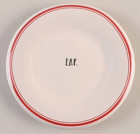 Red Line and Stem Print Appetizer Plate