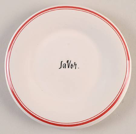 Red Line and Stem Print Appetizer Plate