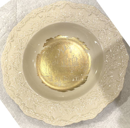 Oak Vista Gold Rim Soup Bowl