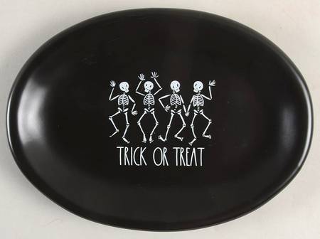 Dancing Skeletons (Matte Black) 8" Oval Plate