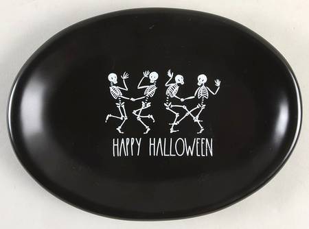 Dancing Skeletons (Matte Black) 8" Oval Plate
