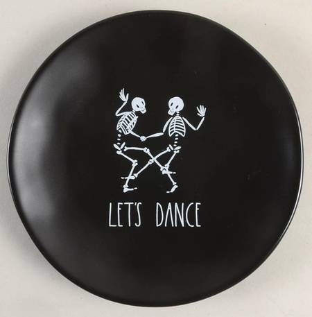 Dancing Skeletons (Matte Black) Appetizer Plate