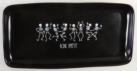Dancing Skeletons (Matte Black) 14" Rectangular Serving Platter