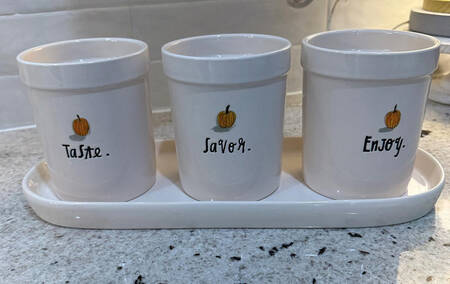 Pumpkins Planter Set (3) 4" Motif Planters (1-3) & Tray