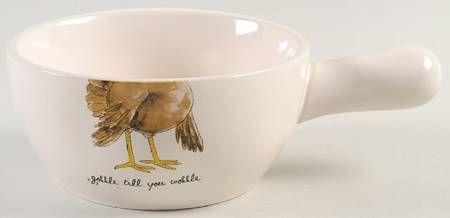 Happy Turkey Day Individual Handled Soup Bowl