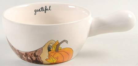 Happy Turkey Day Individual Handled Soup Bowl