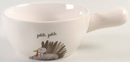 Happy Turkey Day Individual Handled Soup Bowl