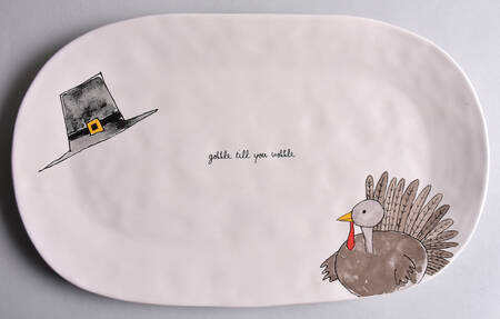 Happy Turkey Day 14" Oval Serving Platter