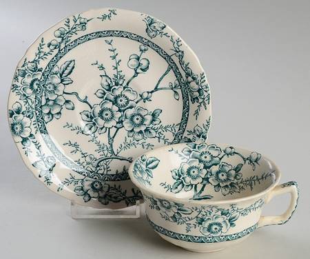 Medway Decor Green Flat Cup & Saucer Set