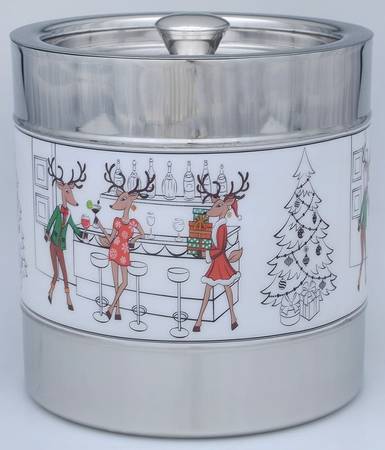 Reindeer Metal Ice Bucket & Lid