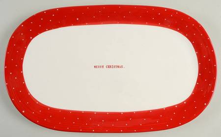 Christmas Polka Dot 15" Oval Serving Platter