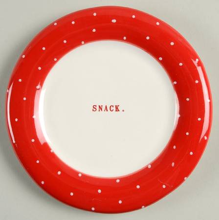 Polka Dot Band and Type Print Appetizer Plate