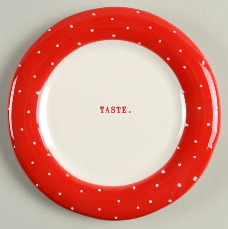 Polka Dot Band and Type Print Appetizer Plate