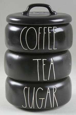 Farmhouse Black (4 Piece) Stacking Canister Set with Lid