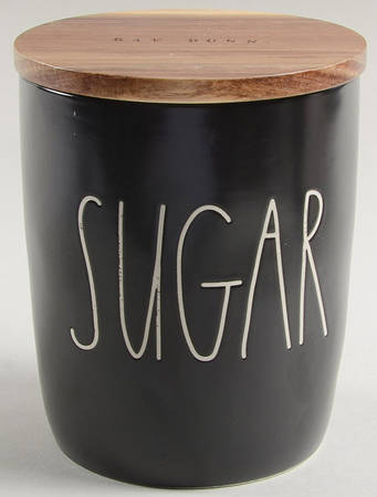 Farmhouse Black Sugar Canister & Wood Lid
