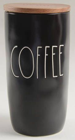 Farmhouse Black Coffee Canister & Wood Lid