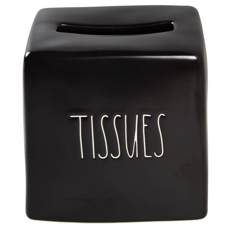 Farmhouse Black Square Tissue Box Cover