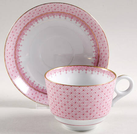 Pink Lace Flat Cup & Saucer Set