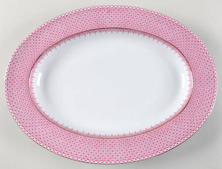Pink Lace 15" Oval Serving Platter