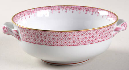 Pink Lace Flat Cream Soup Bowl