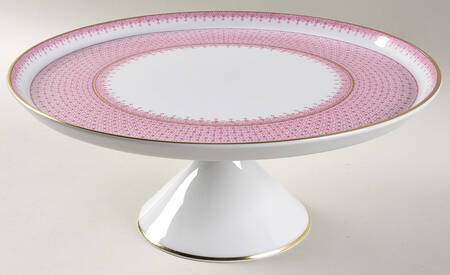 Pink Lace 11" Diameter Pedestal Cake Stand