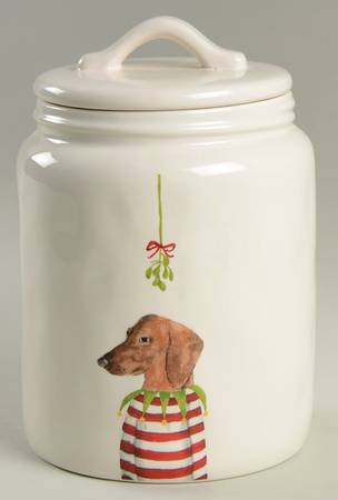 Christmas Dogs Medium Canister & Lid