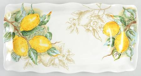 Watercolor Lemon 17" Rectangular Serving Platter