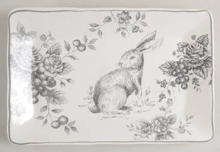 Black and White Toile 12" Rectangular Serving Platter