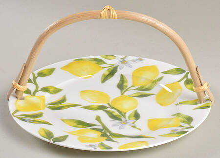 Lemons 5 3/8"-5 5/8" Bamboo Handled Serving Plate  HC