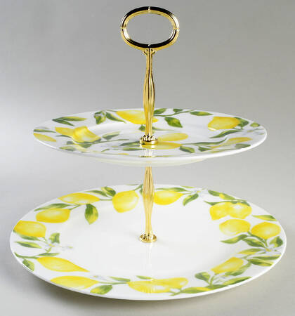 Lemons 6 5/8"-10"  2 Tiered Serving Tray (Dp, Sp) HC