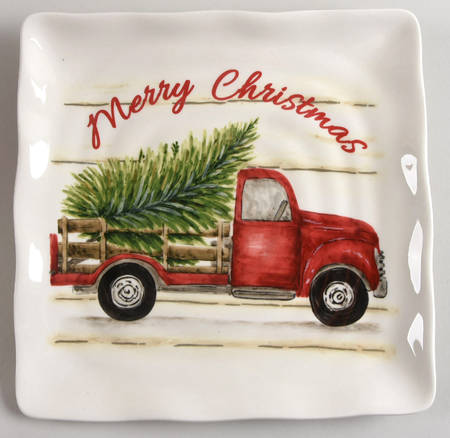 Merry Christmas Square Salad Plate