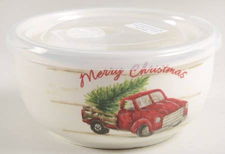 Merry Christmas 18 Oz Round Plastic Microwave Bowl & Vented Lid