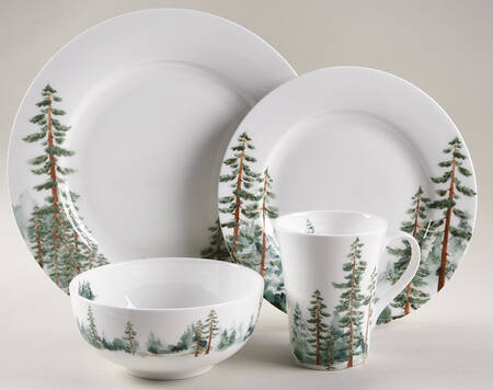 Watercolor Forest 4 Piece Place Setting